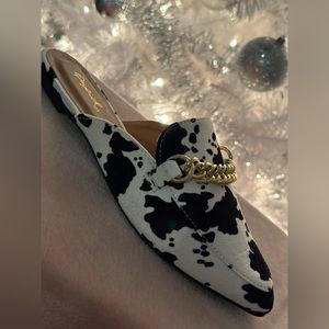 White/ black calf suede